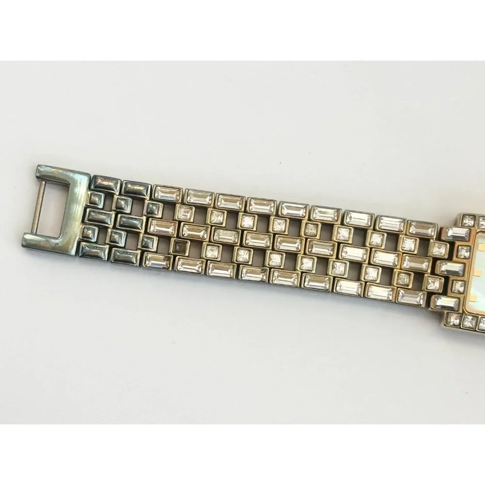 Anne Klein Gold T 735H Rhinestone Mother of Pearl Vintage Wristwatch - 20mm